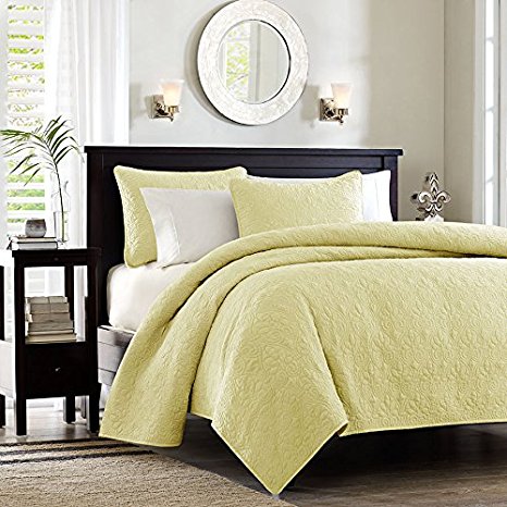 Madison Park Quebec 3 Piece Coverlet Set, King, Yellow
