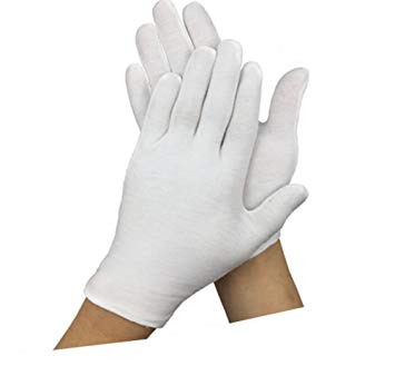 12 Pairs White Cotton Gloves Medium Size Thicker and Resuable Soft Works Glove for Coin Jewelry Silver Inspection (White)