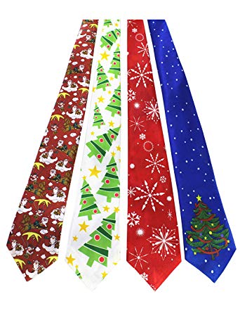 JEMYGINS Original 4PCS One-off Christmas Tie Mens and boys Necktie for Festival