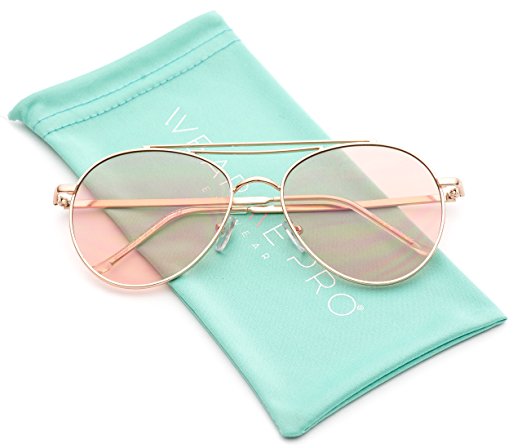 WearMe Pro - Round Tinted Frame Retro Aviator Sunglasses For Women