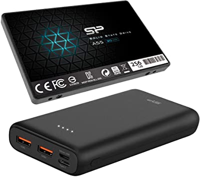 Silicon Power SSD A55 256GB Bundle with Portable Charger C20QC 20000mAh