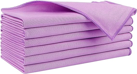 HOMEXCEL Microfiber Glass Cleaning Cloths 6 PK, Lint Free Streak Free, Reusable Microfiber Cleaning Cloth for Cleaning Windows, Glasses, Mirrors, Screens, Stainless Steel, and More Purple-14×16"