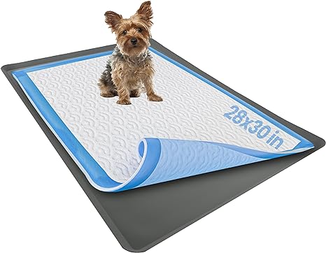 Skywin Pee Pad Holder for 28 x 30 Inches Training Pads - Easy to Clean and Store Dog Puppy Pad Holder – Silicon Wee Wee Pad Holder, No Spill Puppy Pad Holder (Grey)