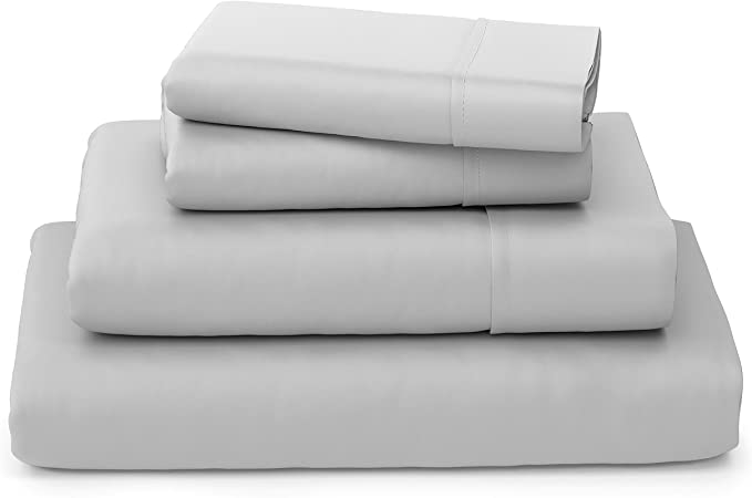 Cosy House Collection Luxury Bamboo Bed Sheet Set - Hypoallergenic Bedding Blend from Natural Bamboo Fiber - Resists Wrinkles - 4 Piece - 1 Fitted Sheet, 1 Flat, 2 Pillowcases - Queen, Silver