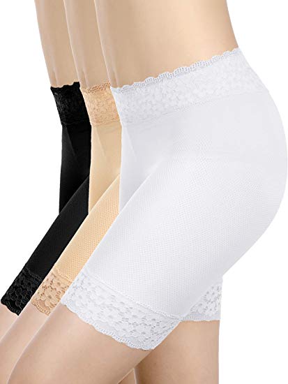 3 Pieces Lace Shorts Underwear Yoga Shorts Stretch Safety Leggings Undershorts for Women Girls