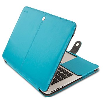 Mosiso Premium Quality PU Leather Book Cover Folio Case with Stand Function for MacBook Air 11 Inch (Models: A1370 and A1465), Blue