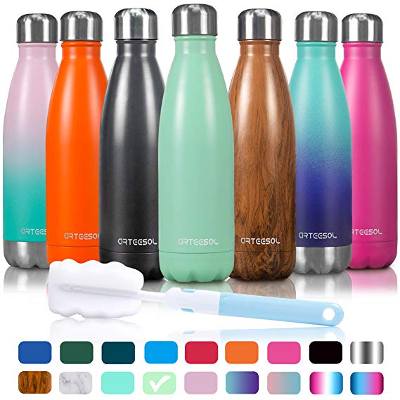 Arteesol Water Bottle | Leakproof Cola Shape Bottle Keep Hot&Cold | Double Wall Vacuum 18/8 Stainless Steel Bottle | Narrow Mouth Personalized Texture-For Outdoor Activities