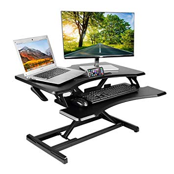Kranich Standing Desk Converter Height Adjustable Sit to Stand Desk Dual Monitor Desktop Riser