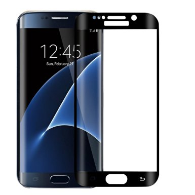 Vmax Samsung S6 Edge Full Screen Protector, 3D Curved Tempered Glass with Edge-to-Edge Coverage Anti-scratch and HD Clear-Black
