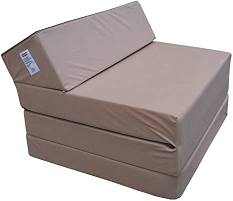 Fold Out Guest Chair Z Bed Futon Sofa for Adult and Kids folding mattress (Beige)