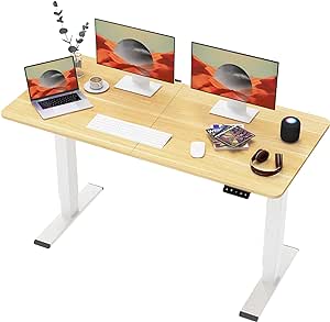 SANODESK QS 140 * 60 Electric Standing Desk Height Adjustable Standing Desk Sit Stand Desk Adjustable Desk Stand Up Desk for Home Office