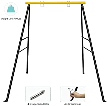 SURPCOS Swing Frame, New Upgraded A-Frame Swing Stand with Ground Nail, Heavy Duty Metal Swing Frame, Fits for Most Swings & Yoga Swing, Anti-Rust and Good Stability, 72" Height 36" Length