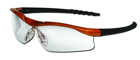 MCR Safety DL210AF Dallas Safety Glasses with Nuclear Orange Frame and Clear Anti-Fog Lens