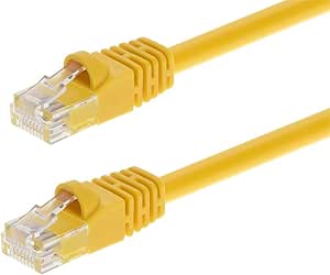 Monoprice Cat6 Ethernet Patch Cable - Snagless RJ45, Pure Bare Copper, 550MHz, UTP, 24AWG, 10 Feet, Yellow - Fullboot Series