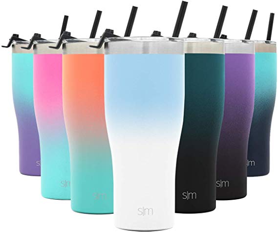 Simple Modern 32oz Slim Cruiser Tumbler with Straw & Closing Lid Travel Mug - Gift Double Wall Vacuum Insulated - 18/8 Stainless Steel Water Bottle Ombre: Santorini Breeze