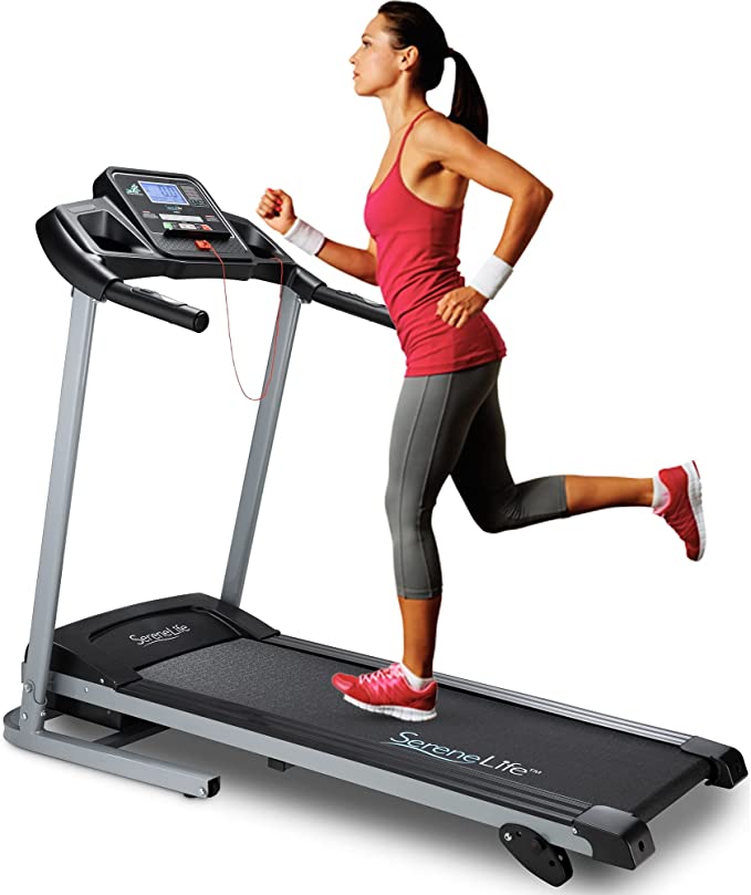 Folding Treadmill Exercise Running Machine - Electric Motorized Running Exercise Equipment w/ 36 Pre-Set Program, 3 Incline Level, Bluetooth Music/App Support - Home Gym/Office - SLFTRD418