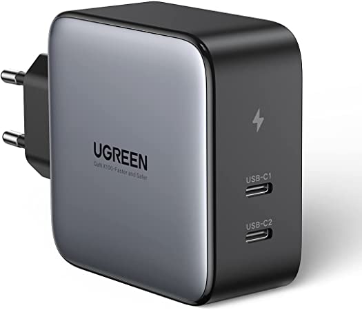 UGREEN 100W USB C Ladegerät USB C Netzteil 2-Port Charger PD ladegerät mit PPS GaN Tech kompatibel mit MacBook Pro, MacBook Air, iPhone 12 Pro, iPad Pro, Dell XPS 15, Galaxy S21, Switch, MagSafe usw.