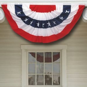 3x6 Ft Windstrong® US American Flag Bunting Half Fan Fully Pleated Poly/Cotton 100% MADE IN THE USA SATISFACTION GUARANTEED