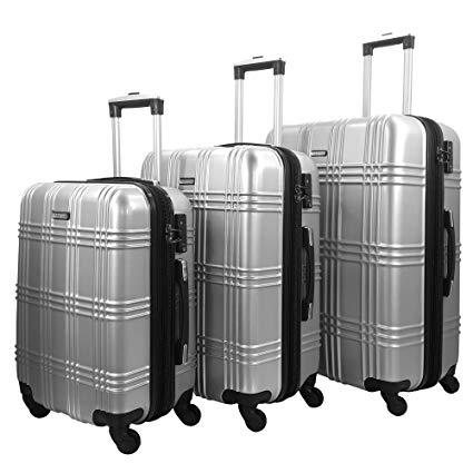 3 PC Luggage Set Durable Lightweight Spinner Suitecase-LUG3-GL8109-SILVER