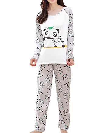 MyFav Big Girls Cute Panda Pajama Set Casual Comfy Loungewear Children Sleepwear