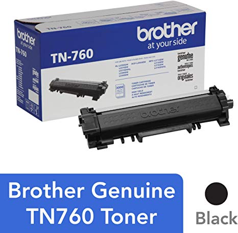 Brother TN-760 DCP-L2510 2530 L2550 HL-L2310 L2350 L2370 L2375 L2390 L2395 MFC-L2710 L2713 L2715 L2730 L2750 Toner Cartridge (Black) in Retail Packaging