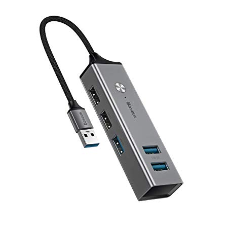 5-Port USB 3.0 Hub, Baseus Aluminum USB 3.0 Data Hub Adapter with 3 USB 3.0 Ports and 2 USB 2.0 Ports, High-Speed Data Transmission Hub Compatible with Mac OS,Windows 7/8/10,Google Chrome OS and More