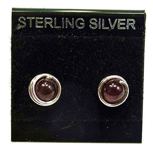 Garnet & Sterling Silver Stud Post Earrings