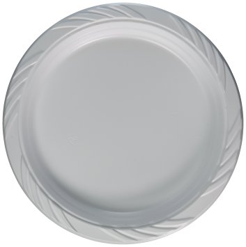 Blue Sky 100 Count Disposable Plastic Plates, 9-Inch, White