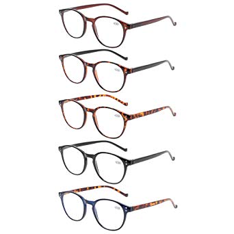 5 Pairs Reading Glasses - Standard Fit Spring Hinge Readers Glasses for Men and Women