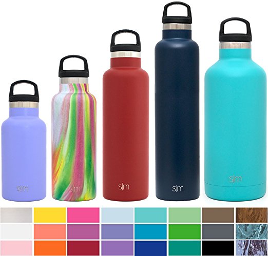 Simple Modern Ascent Water Bottle - Narrow Mouth, Vacuum Insulated, Double Wall, 18/8 Stainless Steel Powder Coated - 5 Sizes, 30  Colors