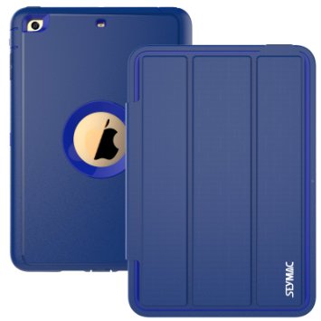 iPad Case, iPad Mini 1 2 3 Case, SEYMAC Three Layer Drop Protection Rugged Protective Heavy Duty iPad Case with Magnetic Smart Auto Wake / Sleep Cover for Apple iPad Mini 1/2/3 (Blue)
