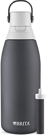 Brita Stainless Steel Water Filter Bottle, 32 oz, Carbon