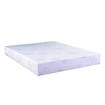 AC Pacific 8" Green Tea Infused Memory Foam Mattress, Queen Size, White