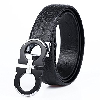 Belts for Men Alligator Pattern Leather Belt 1.3" Wide