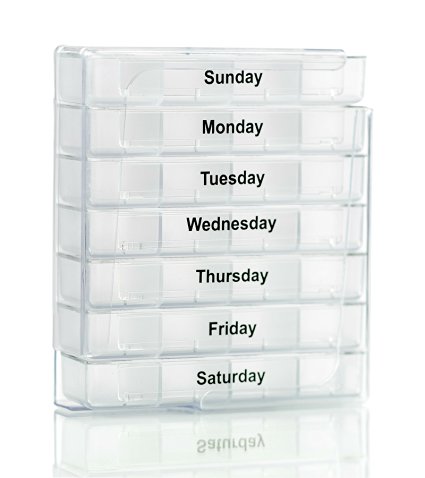 Survive Vitamins 7 Day Pill Organizer 4 Times a Day Pill Box in Translucent Frost Color Pill Case