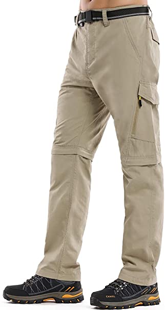 Mens Hiking Stretch Pants Convertible Quick Dry Lightweight Zip Off Outdoor Travel Safari Pants