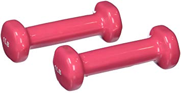 Sammons Preston Vinyl-Coated Iron Dumbbells, 1-Pound, Pair, Soft Easy-Grip Dumbbell Weights for Strength Training, Muscle Toning, Body Rehabiliaiton, and Physical Therapy, Home, Gym, and Clinical Use