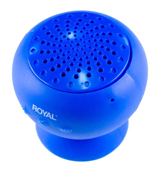 Royal BT10 Splash Resistant Suction Cup BLUE Bluetooth Speaker Stick