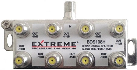 EXTREME 8 WAY BALANCED HD DIGITAL 1GHz HIGH PERFORMANCE HORIZONTAL COAX CABLE SPLITTER - BDS108H