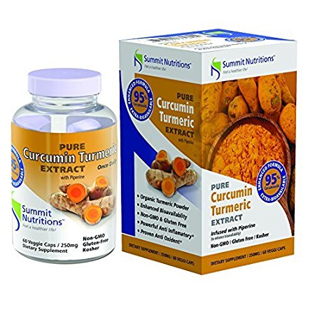 Summit Nutritions Extra Bioavailable Organic Turmeric Extract with 95 %Curcuminoids with Piperine Made In USA