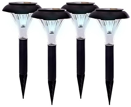 Qualitus Solar Powered LED Garden Stake Lights Perfect for Path, Patio, Deck, & Driveway featuring 2x lumen weatherproof construction energy saving long lasting no wires & easy install (4 pack)