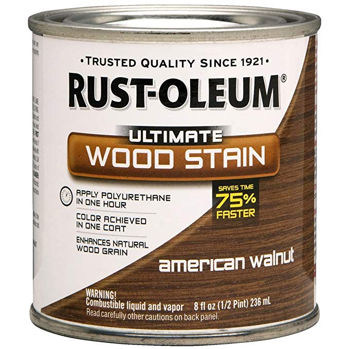 Rust-Oleum 260364 Ultimate Wood Stain, Half Pint, American Walnut