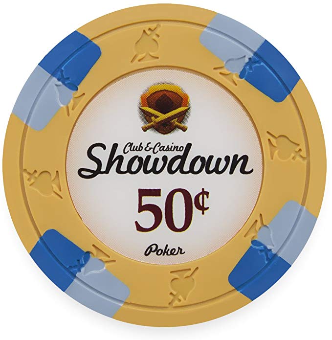 Claysmith Gaming Pack of 50 Showdown Poker Chips, Heavyweight 13.5-Gram Clay Composite by