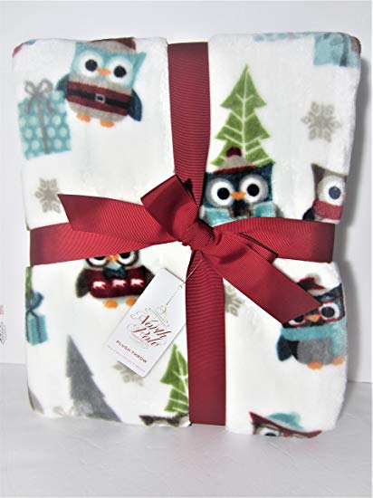 North Pole Trading Owl Velvet Plush Throw Blanket 50 x 60