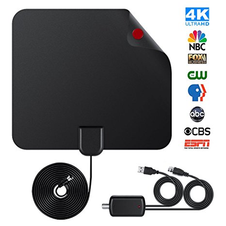 Amplified Indoor HDTV Antenna, Digital TV Antenna 75 Mile Range with Detachable Amplifier Signal Booster For Home Local Channels Broadcast Smart Digital Television, USB Power Supply (2017 Upgraded)