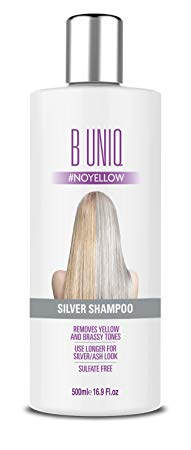Silver Shampoo by B Uniq: Purple Toning Shampoo for Silver and Violet Tones - No Yellow: Blue Hair Toner to Revitalise Blonde, Bleached & Highlighted Hair – Sulphate-Free (500ml)