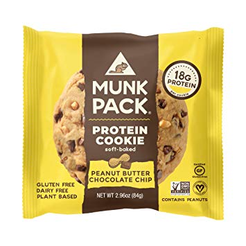 Munk Pack Protein Cookie | Peanut Butter Chocolate Chip | 18G Protein | Vegan, Gluten Free, Dairy Free, Soy Free, Soft-Baked | 2.96oz, 12-Pack