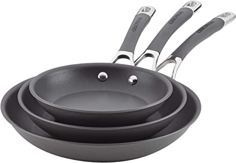 Circulon Radiance Hard Anodized Nonstick Frying Pan Set / Fry Pan Set / Skillet Set - 8.5 Inch, 10 Inch, and 12.25 Inch , Gray