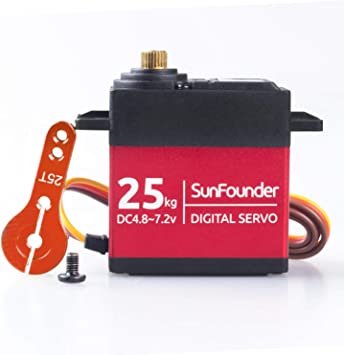 SunFounder 25KG Servo Motor High Torque Servo, DS-S020 Metal Gear Digital Servo, Metal Case, Control Angle 180° for RC Robot Cars Crawler Robot