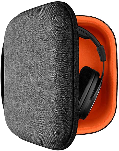 Geekria UltraShell Case for Large-Sized Over-Ear Headphones, Replacement Protective Hard Shell Travel Carrying Bag with Cable Storage, Compatible with SHURE SRH840, HiFiMAN HE1000 (Drak Grey)